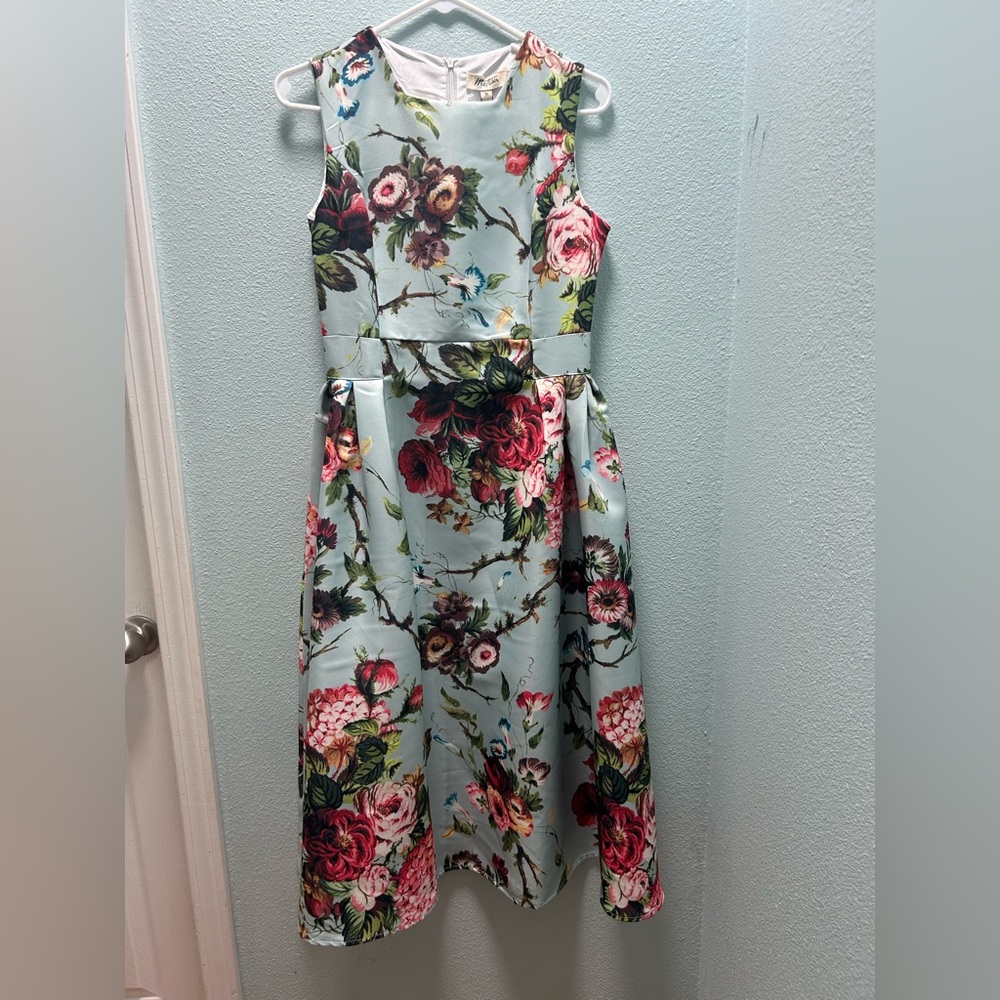 Metissa Floral Flare Sleeveless Dress Sz M